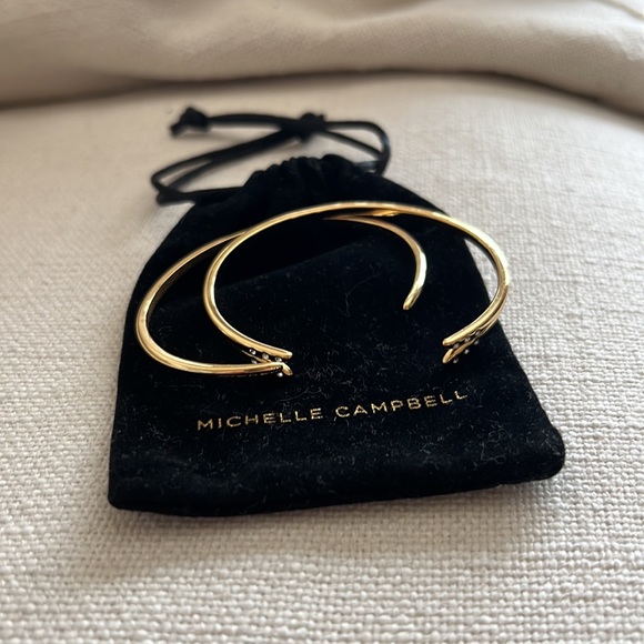 Set of 2 Michelle Campbell Gold Talon Bangle Bracelets - Picture 3 of 5